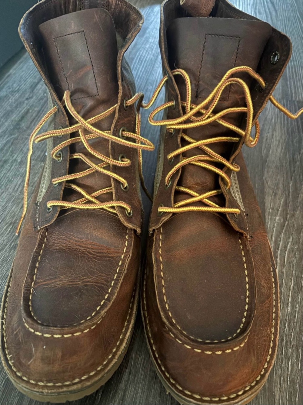 Red Wing Shoes Brown Moc Toe Leather Work Boots